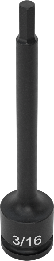 Uzun Uçlu Darbeli Altıgen Uçlu Soket, 3/8" Kare Tahrik, 3/16" Tahrik Boyutu, 4" Toplam Uzunluk