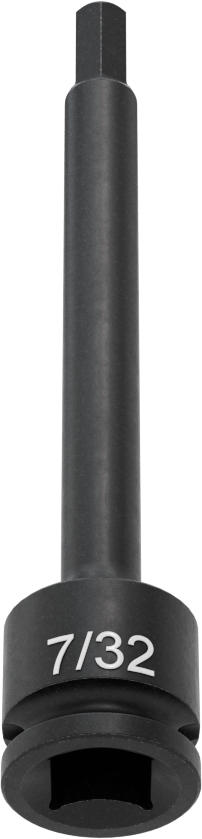Uzun Uçlu Darbeli Altıgen Uçlu Soket, 3/8" Kare Tahrik, 7/32" Tahrik Boyutu, 4" Toplam Uzunluk
