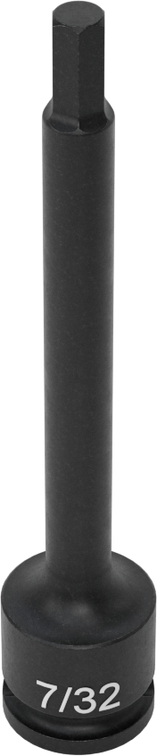 Uzun Uçlu Darbeli Altıgen Uçlu Soket, 3/8" Kare Tahrik, 7/32" Tahrik Boyutu, 4" Toplam Uzunluk