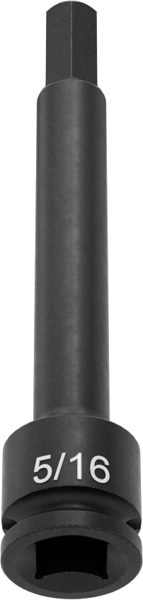 Uzun Uçlu Darbeli Altıgen Uçlu Soket, 3/8" Kare Tahrik, 5/16" Tahrik Boyutu, 4" Toplam Uzunluk