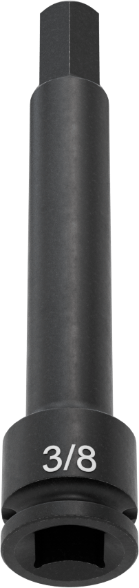 Uzun Uçlu Darbeli Altıgen Uçlu Soket, 3/8" Kare Tahrik, 3/8" Tahrik Boyutu, 4" Toplam Uzunluk