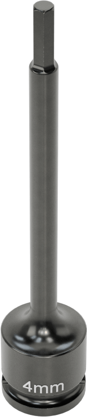 Uzun Uçlu Darbeli Altıgen Uçlu Soket, 3/8" Kare Tahrik, 4 mm Tahrik Boyutu, 4" Toplam Uzunluk