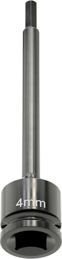 Uzun Uçlu Darbeli Altıgen Uçlu Soket, 3/8" Kare Tahrik, 4 mm Tahrik Boyutu, 4" Toplam Uzunluk