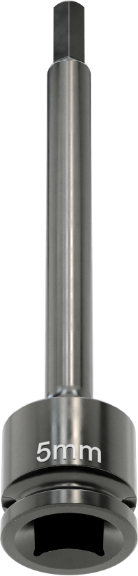 Uzun Uçlu Darbeli Altıgen Uçlu Soket, 3/8" Kare Tahrik, 5 mm Tahrik Boyutu, 4" Toplam Uzunluk