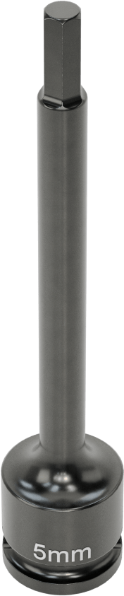 Uzun Uçlu Darbeli Altıgen Uçlu Soket, 3/8" Kare Tahrik, 5 mm Tahrik Boyutu, 4" Toplam Uzunluk