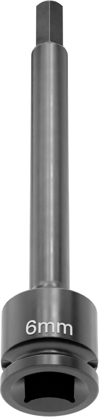 Uzun Uçlu Darbeli Altıgen Uçlu Soket, 3/8" Kare Tahrik, 6 mm Tahrik Boyutu, 4" Toplam Uzunluk