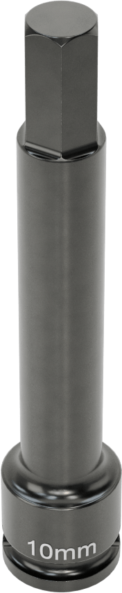Uzun Uçlu Darbeli Altıgen Uçlu Soket, 3/8" Kare Tahrik, 10 mm Tahrik Boyutu, 4" Toplam Uzunluk