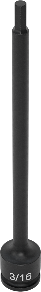 Uzun Uçlu Darbeli Altıgen Uçlu Soket, 3/8" Kare Tahrik, 3/16" Tahrik Boyutu, 6" Toplam Uzunluk