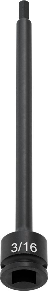 Uzun Uçlu Darbeli Altıgen Uçlu Soket, 3/8" Kare Tahrik, 3/16" Tahrik Boyutu, 6" Toplam Uzunluk