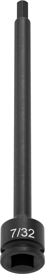 Uzun Uçlu Darbeli Altıgen Uçlu Soket, 3/8" Kare Tahrik, 7/32" Tahrik Boyutu, 6" Toplam Uzunluk