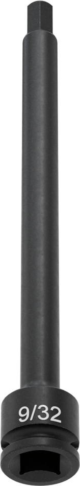 Uzun Uçlu Darbeli Altıgen Uçlu Soket, 3/8" Kare Tahrik, 9/32" Tahrik Boyutu, 6" Toplam Uzunluk