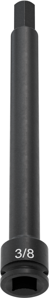 Uzun Uçlu Darbeli Altıgen Uçlu Soket, 3/8" Kare Tahrik, 3/8" Tahrik Boyutu, 6" Toplam Uzunluk