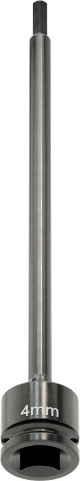 Uzun Uçlu Darbeli Altıgen Uçlu Soket, 3/8" Kare Tahrik, 4 mm Tahrik Boyutu, 6" Toplam Uzunluk