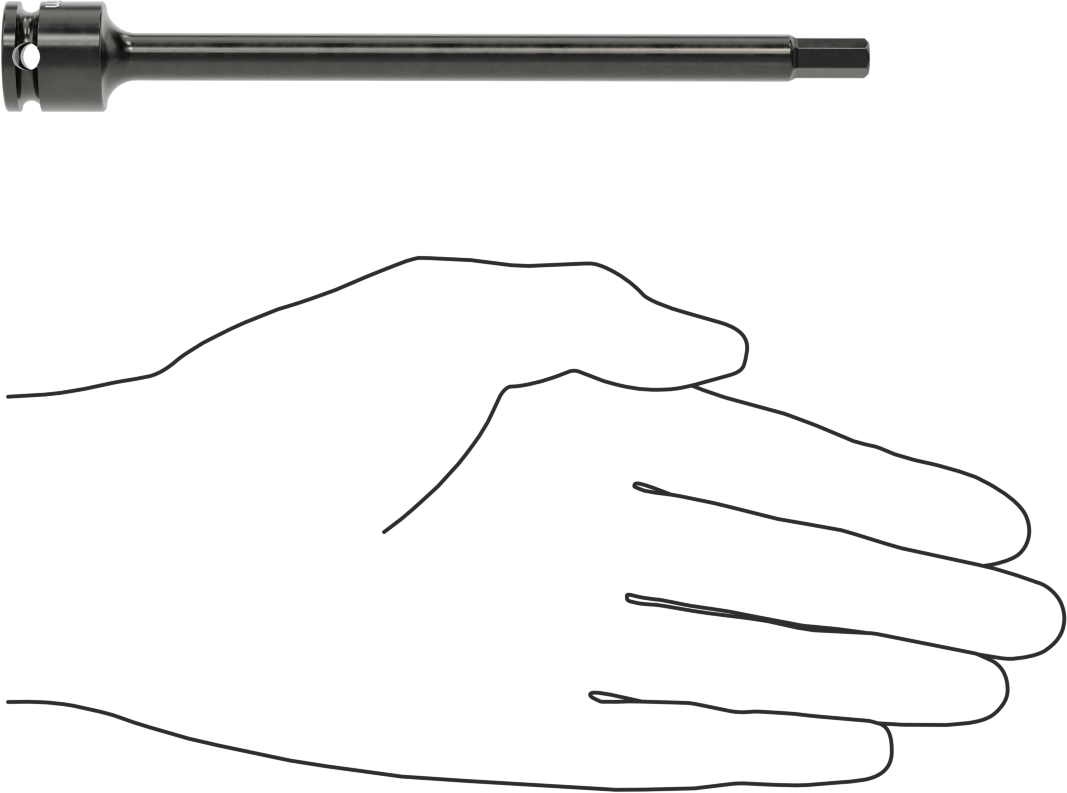 Uzun Uçlu Darbeli Altıgen Uçlu Soket, 3/8" Kare Tahrik, 6 mm Tahrik Boyutu, 6" Toplam Uzunluk