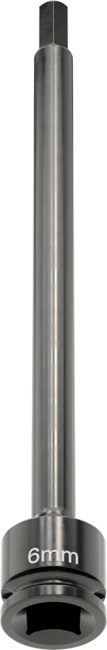 Uzun Uçlu Darbeli Altıgen Uçlu Soket, 3/8" Kare Tahrik, 6 mm Tahrik Boyutu, 6" Toplam Uzunluk