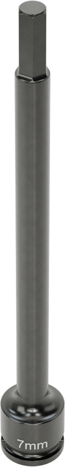 Uzun Uçlu Darbeli Altıgen Uçlu Soket, 3/8" Kare Tahrik, 7 mm Tahrik Boyutu, 6" Toplam Uzunluk