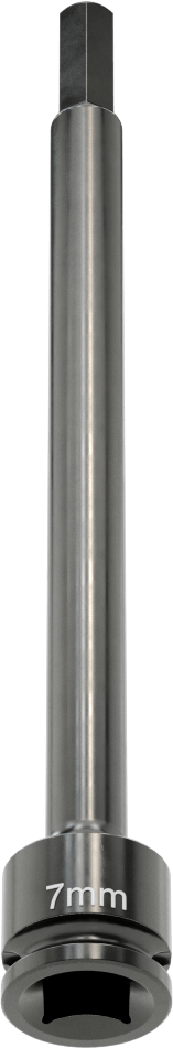 Uzun Uçlu Darbeli Altıgen Uçlu Soket, 3/8" Kare Tahrik, 7 mm Tahrik Boyutu, 6" Toplam Uzunluk