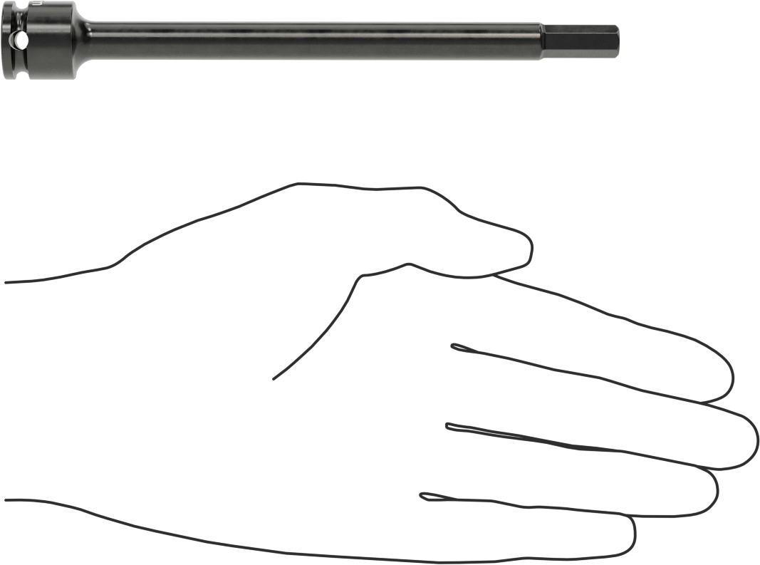 Uzun Uçlu Darbeli Altıgen Uçlu Soket, 3/8" Kare Tahrik, 7 mm Tahrik Boyutu, 6" Toplam Uzunluk