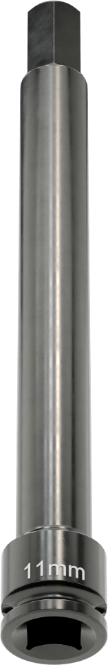 Uzun Uçlu Darbeli Altıgen Uçlu Soket, 3/8" Kare Tahrik, 11 mm Tahrik Boyutu, 6" Toplam Uzunluk