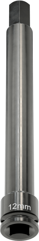 Uzun Uçlu Darbeli Altıgen Uçlu Soket, 3/8" Kare Tahrik, 12 mm Tahrik Boyutu, 6" Toplam Uzunluk