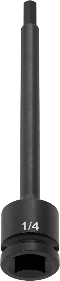 Uzun Uçlu Darbeli Altıgen Uçlu Soket, 1/2" Kare Tahrik, 1/4" Tahrik Boyutu, 6" Toplam Uzunluk