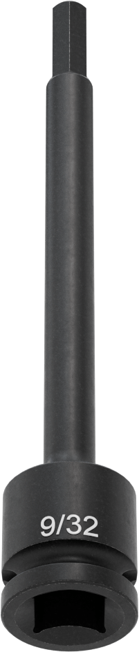 Uzun Uçlu Darbeli Altıgen Uçlu Soket, 1/2" Kare Tahrik, 9/32" Tahrik Boyutu, 6" Toplam Uzunluk