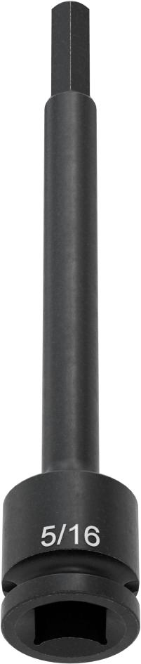 Uzun Uçlu Darbeli Altıgen Uçlu Soket, 1/2" Kare Tahrik, 5/16" Tahrik Boyutu, 6" Toplam Uzunluk