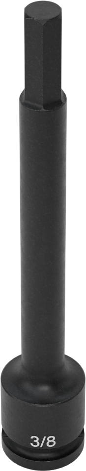 Uzun Uçlu Darbeli Altıgen Uçlu Soket, 1/2" Kare Tahrik, 3/8" Tahrik Boyutu, 6" Toplam Uzunluk