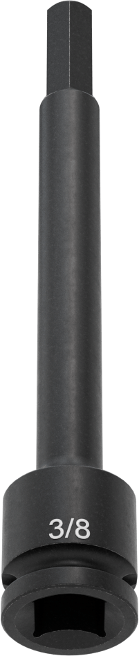 Uzun Uçlu Darbeli Altıgen Uçlu Soket, 1/2" Kare Tahrik, 3/8" Tahrik Boyutu, 6" Toplam Uzunluk
