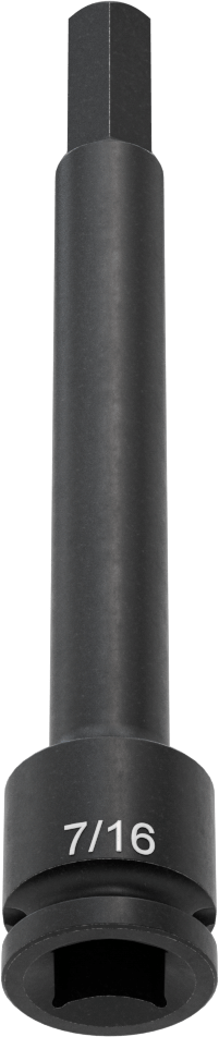 Uzun Uçlu Darbeli Altıgen Uçlu Soket, 1/2" Kare Tahrik, 7/16" Tahrik Boyutu, 6" Toplam Uzunluk