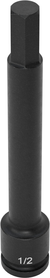 Uzun Uçlu Darbeli Altıgen Uçlu Soket, 1/2" Kare Tahrik, 1/2" Tahrik Boyutu, 6" Toplam Uzunluk