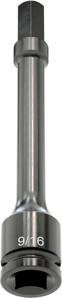 Uzun Uçlu Darbeli Altıgen Uçlu Soket, 1/2" Kare Tahrik, 9/16" Tahrik Boyutu, 6" Toplam Uzunluk
