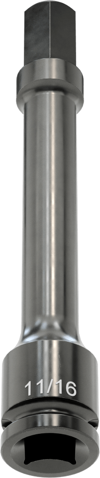 Uzun Uçlu Darbeli Altıgen Uçlu Soket, 1/2" Kare Tahrik, 11/16" Tahrik Boyutu, 6" Toplam Uzunluk