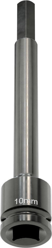 Uzun Uçlu Darbeli Altıgen Uçlu Soket, 1/2" Kare Tahrik, 10 mm Tahrik Boyutu, 6" Toplam Uzunluk