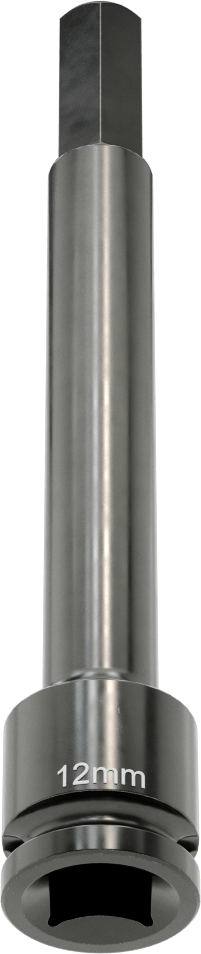 Uzun Uçlu Darbeli Altıgen Uçlu Soket, 1/2" Kare Tahrik, 12 mm Tahrik Boyutu, 6" Toplam Uzunluk