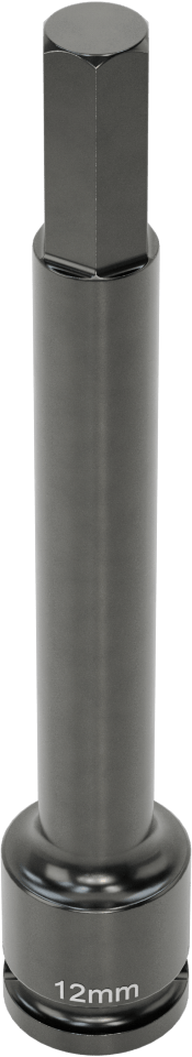 Uzun Uçlu Darbeli Altıgen Uçlu Soket, 1/2" Kare Tahrik, 12 mm Tahrik Boyutu, 6" Toplam Uzunluk