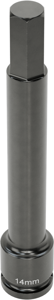 Uzun Uçlu Darbeli Altıgen Uçlu Soket, 1/2" Kare Tahrik, 14 mm tahrik boyutu, 6" Toplam Uzunluk