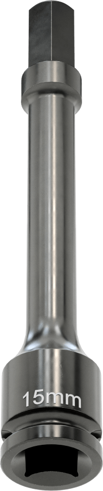 Uzun Uçlu Darbeli Altıgen Uçlu Soket, 1/2" Kare Tahrik, 15 mm Tahrik Boyutu, 6" Toplam Uzunluk