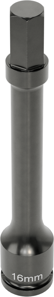 Uzun Uçlu Darbeli Altıgen Uçlu Soket, 1/2" Kare Tahrik, 16 mm Tahrik Boyutu, 6" Toplam Uzunluk