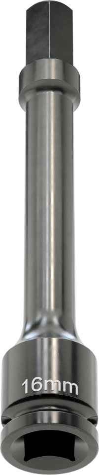 Uzun Uçlu Darbeli Altıgen Uçlu Soket, 1/2" Kare Tahrik, 16 mm Tahrik Boyutu, 6" Toplam Uzunluk
