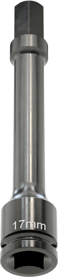 Uzun Uçlu Darbeli Altıgen Uçlu Soket, 1/2" Kare Tahrik, 17 mm Tahrik Boyutu, 6" Toplam Uzunluk