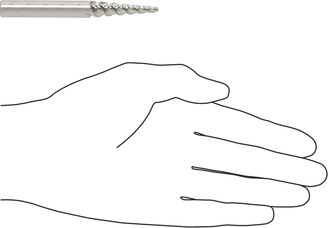 Karbür Konik Küresel Uçlu Freze, Kaplamasız, Her Tarafta 5 Derece Koniklik, 3,5 inç Toplam Uzunluk