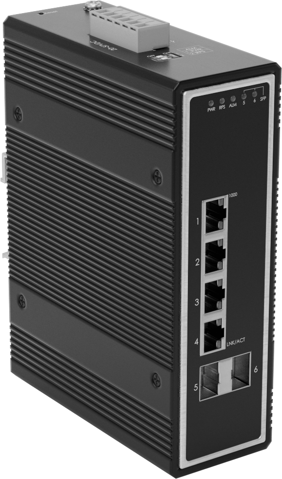 Cihaz Öncelikli Ethernet Anahtarı, 2 Sfp Soketi ve 4 RJ45 Soketi ile, DIN Rayı Montajı