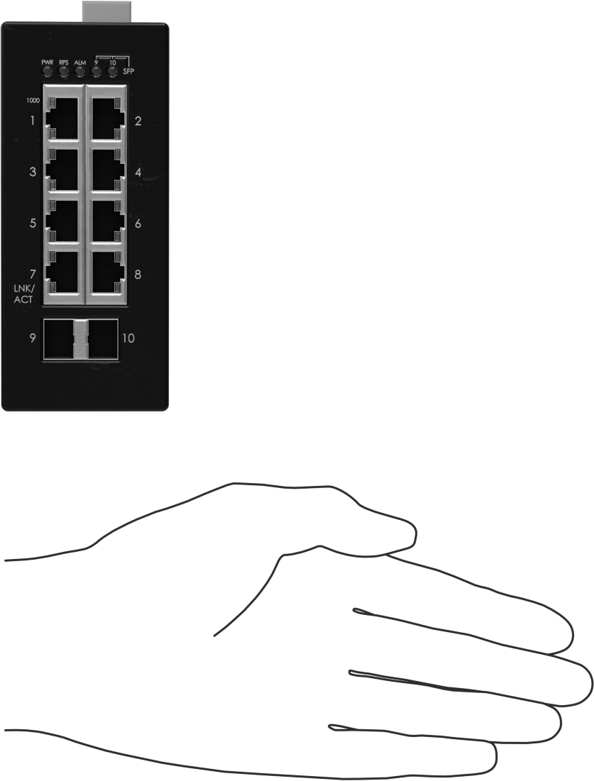 Cihaz Öncelikli Ethernet Anahtarı, 2 adet Sfp Soket ve 8 adet RJ45 Soket ile, DIN Rayı Montajı