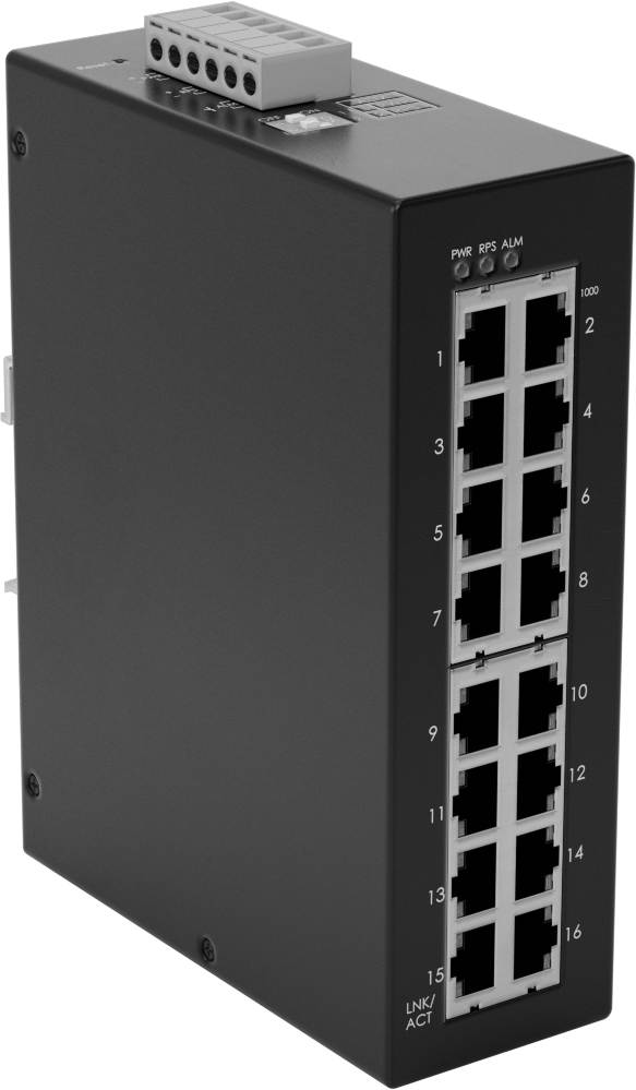 Cihaz Öncelikli Ethernet Anahtarı, 16 RJ45 soketli, DIN Rayı Montajı