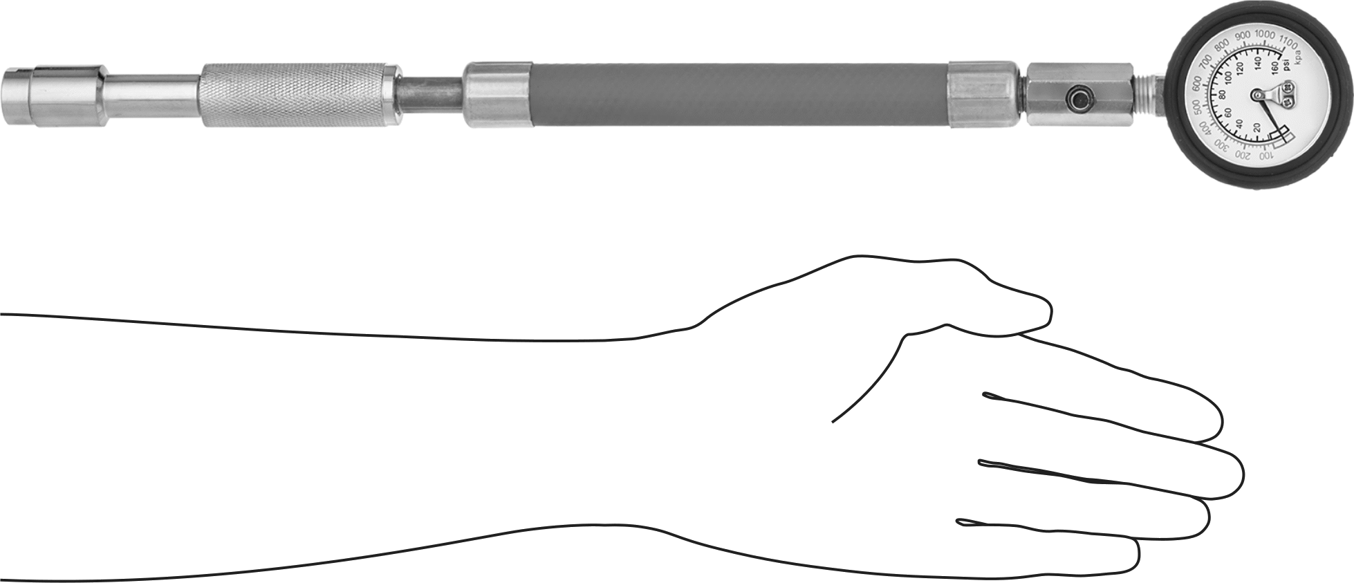 Kadranlı Lastik Basınç Ölçer, 1 Düz Başlık, 0-160 PSI