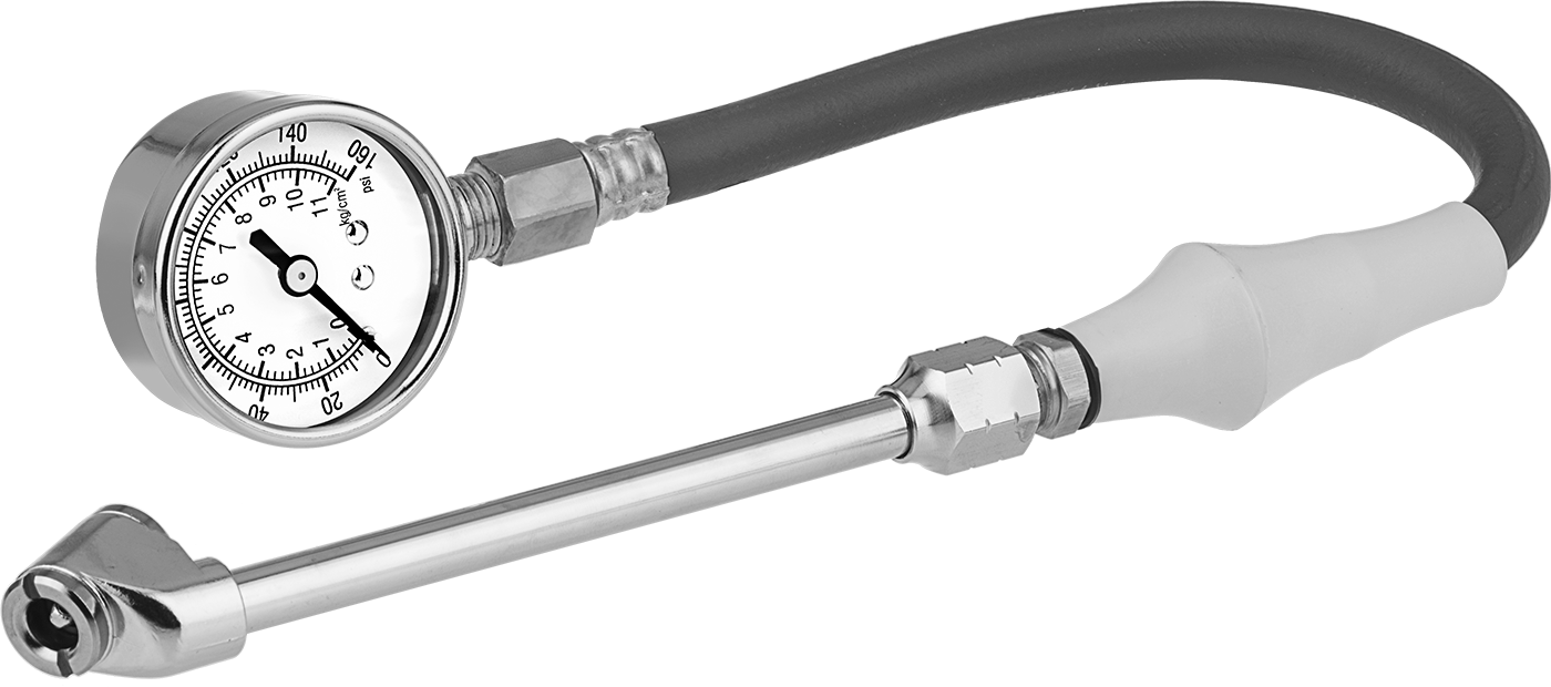 Kadranlı Lastik Basınç Ölçer, 2 Açılı Başlık, 0-160 PSI