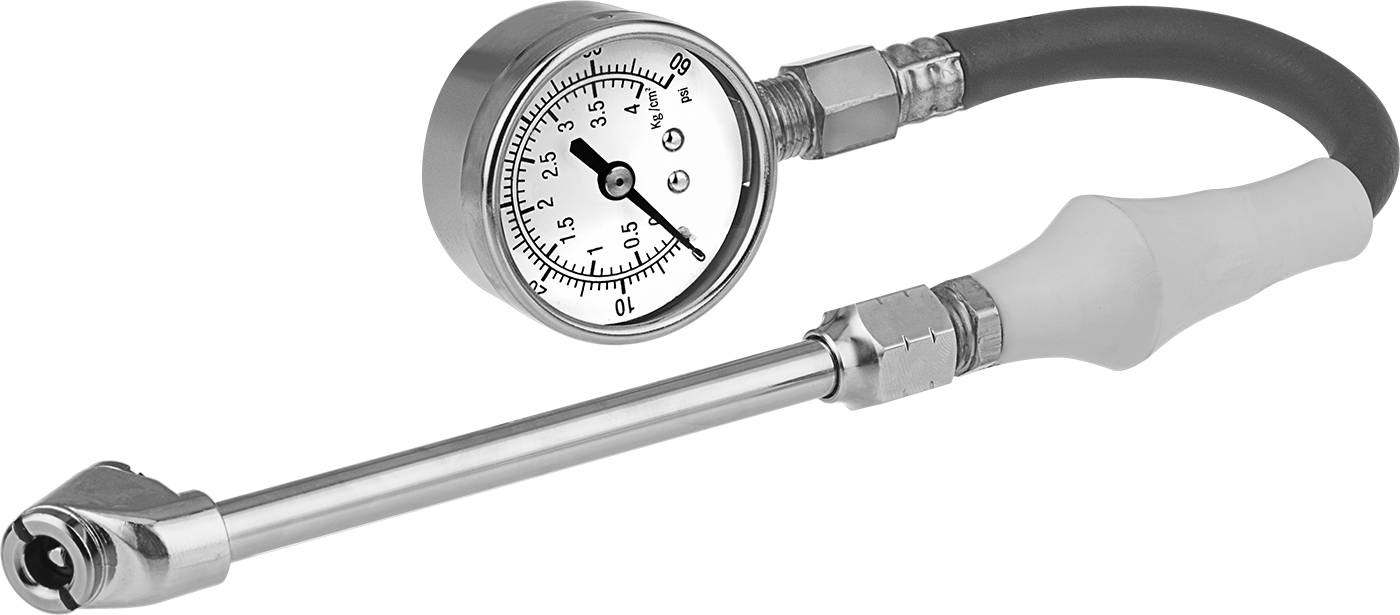 Kadranlı Lastik Basınç Ölçer, 2 Açılı Başlık, 0-60 PSI