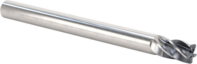 Hızlı Kesim Karbür Yuvarlak Kenarlı Kare Uçlu Freze, 5 Oluklu, 1/8" Freze Çapı, 3/16" Uzunlukta Kesim, 0,01 inç Kesme Yarıçapı