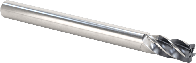 Hızlı Kesim Karbür Yuvarlak Kenarlı Kare Uçlu Freze, 5 Oluklu, 1/8" Freze Çapı, 1/4" Uzun Kesim, 0,015 inç Kesme Yarıçapı